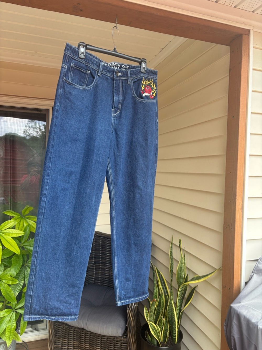 Ninth Hall Embroidered Blue Baggy Jeans - Picture 3 of 5